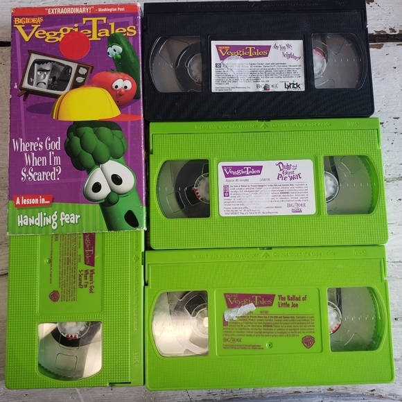 Lot of 4 Veggie Tales VHS movies Duke, Little Joe, Neighbor, S-scared - Picture 1 of 3